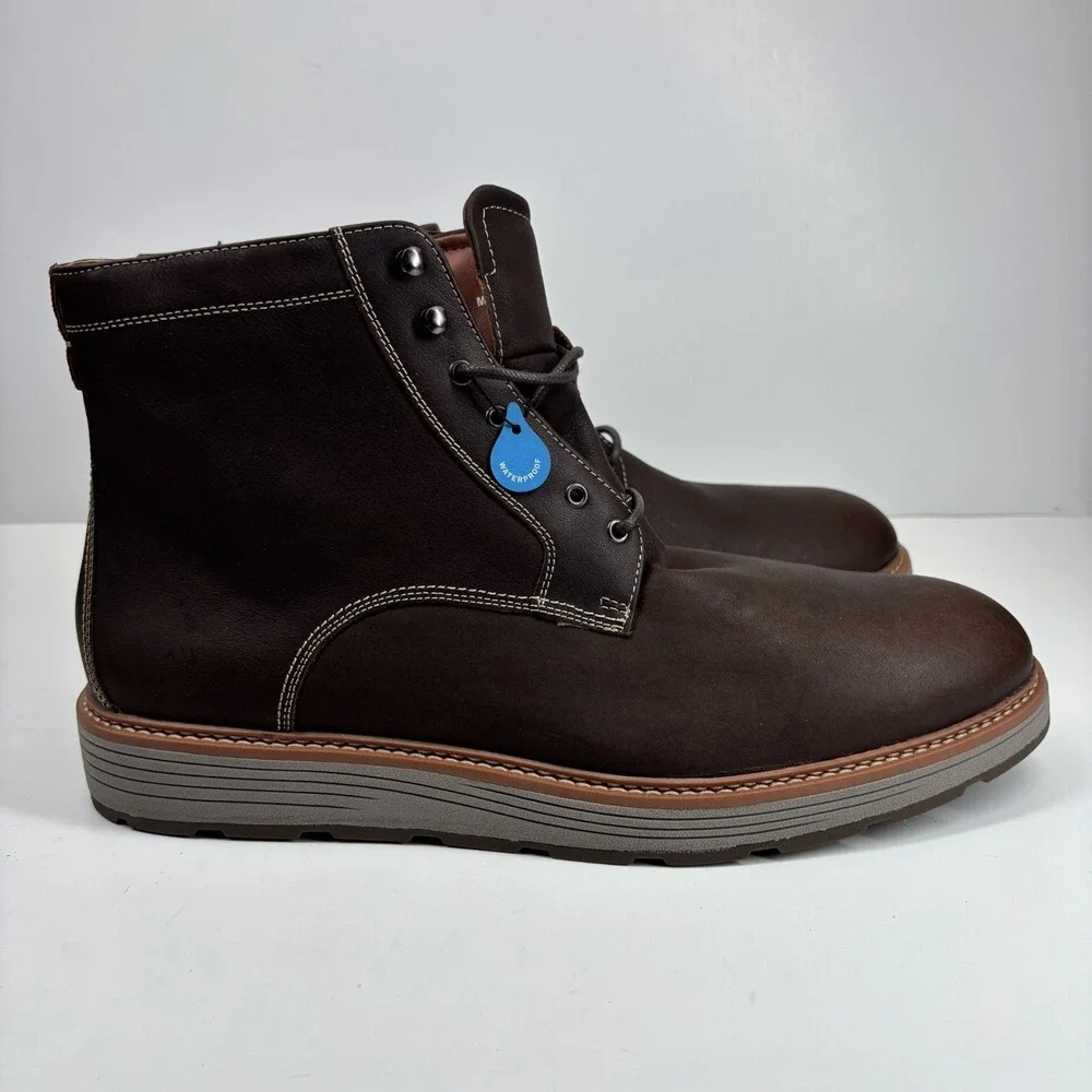 Johnston & Murphy Upton Lug Men's US‎ 13M Brown Oiled Leather Plain Toe Boots
